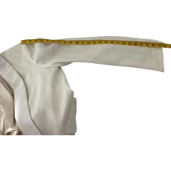 J. Crew Ivory Single Button Linen Blend Blazer with Contrast Satin Collar (6) - Picture 10 of 14